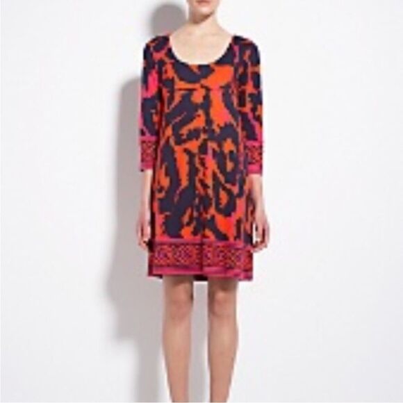 DVF Diane Von Furstenberg Vintage Laetitia 100% Silk Shift Mini Dress Sz 2 - Picture 2 of 14